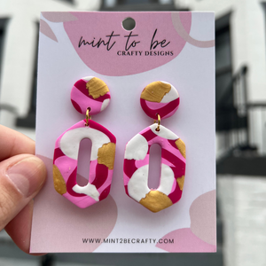 Pink + Gold Abstract Geo Dangles