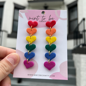 Rainbow Stacked Heart Earrings